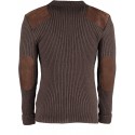 Woolly Pully Style Crew Neck Sweater with Suede Patches