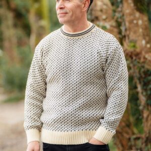Dover Crew Neck Sweater In Ecru/Navy Dover Crew Neck Sweater In Ecru/Navy