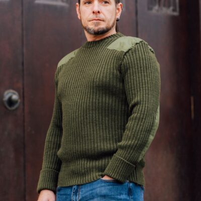 9024 - York Woolly Pully Crew Neck With Patches