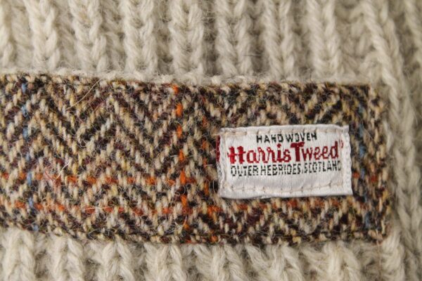 Laird - Chunky knit traditional cardigan with Harris Tweed patches