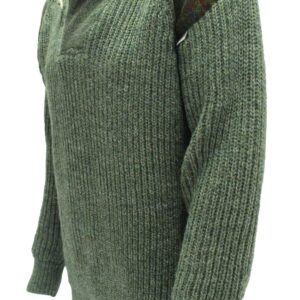 1055-Byreman-Chunky-knit-Shawl-Collar-Sweater-with-Harris-Tweed-patches-scaled