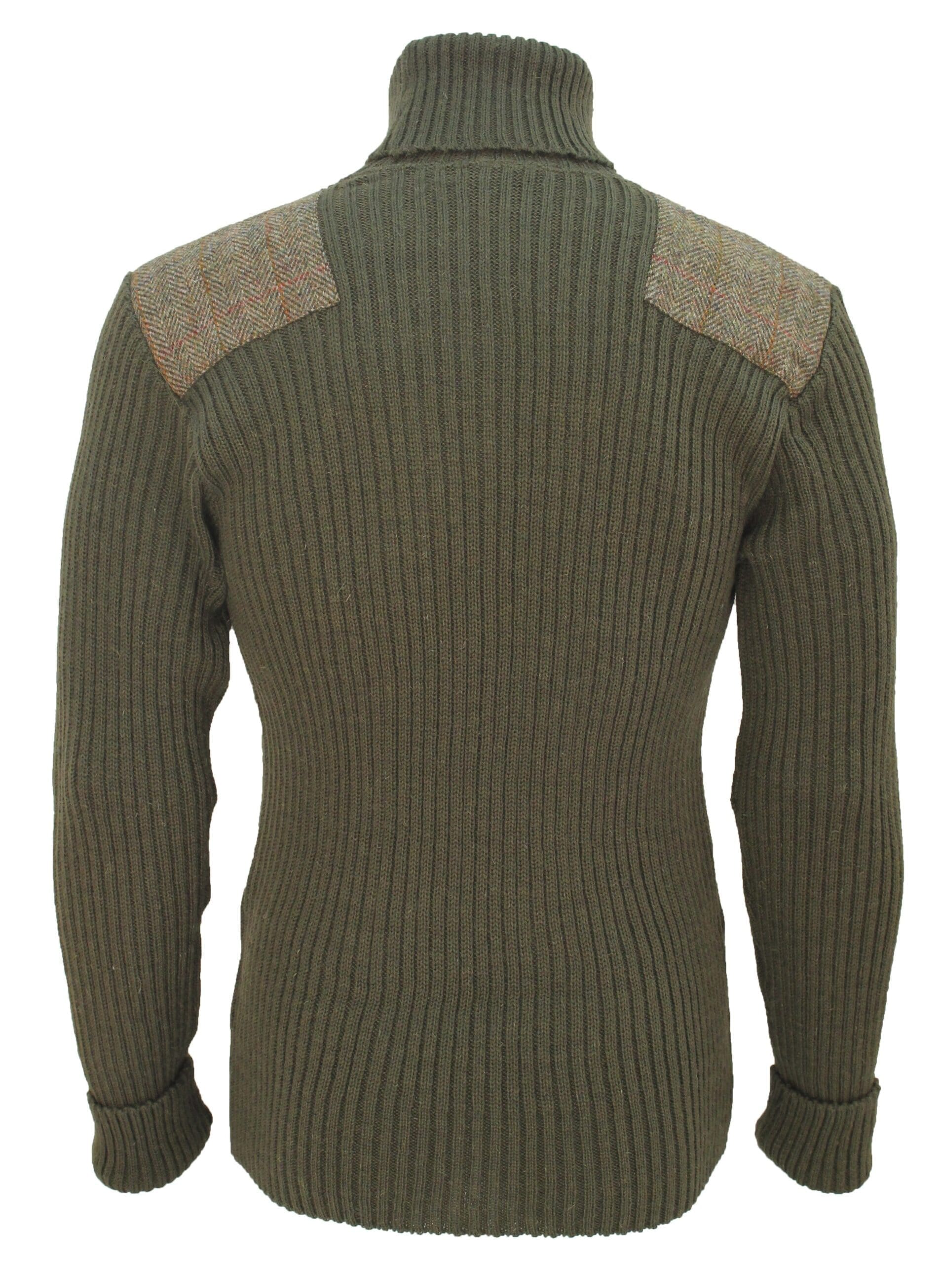 Ghillie - Roll Neck Woolly Pully Sweater with Harris Tweed patches