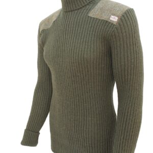 Ghillie - Roll Neck Woolly Pully Sweater with Harris Tweed patches