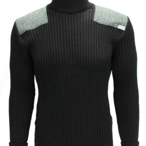 Ghillie - Roll Neck Woolly Pully Sweater with Harris Tweed patches