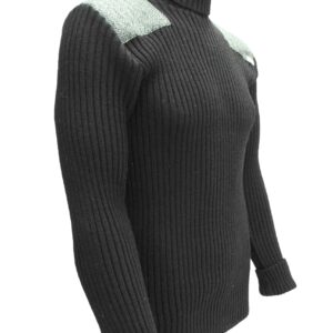 Ghillie - Roll Neck Woolly Pully Sweater with Harris Tweed patches