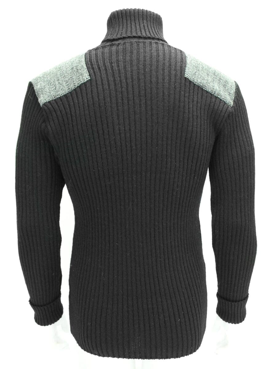 Ghillie - Roll Neck Woolly Pully Sweater with Harris Tweed patches ...