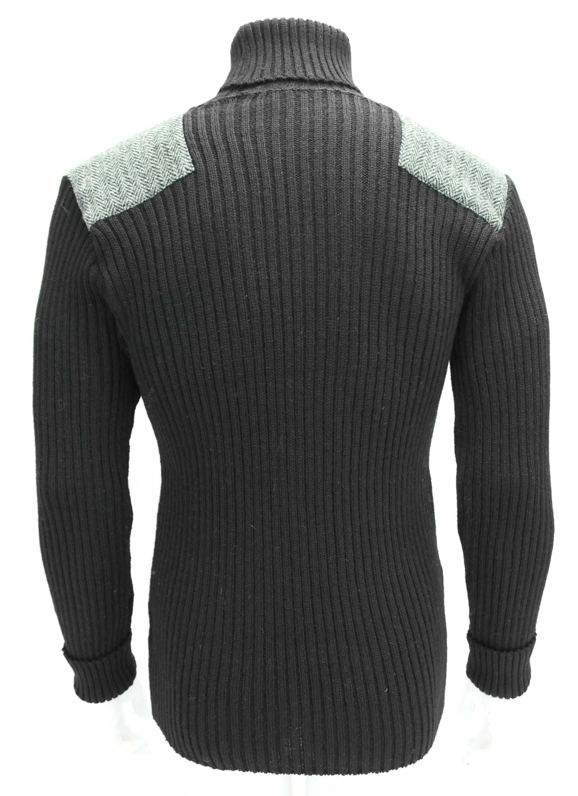 Ghillie - Roll Neck Woolly Pully Sweater with Harris Tweed patches