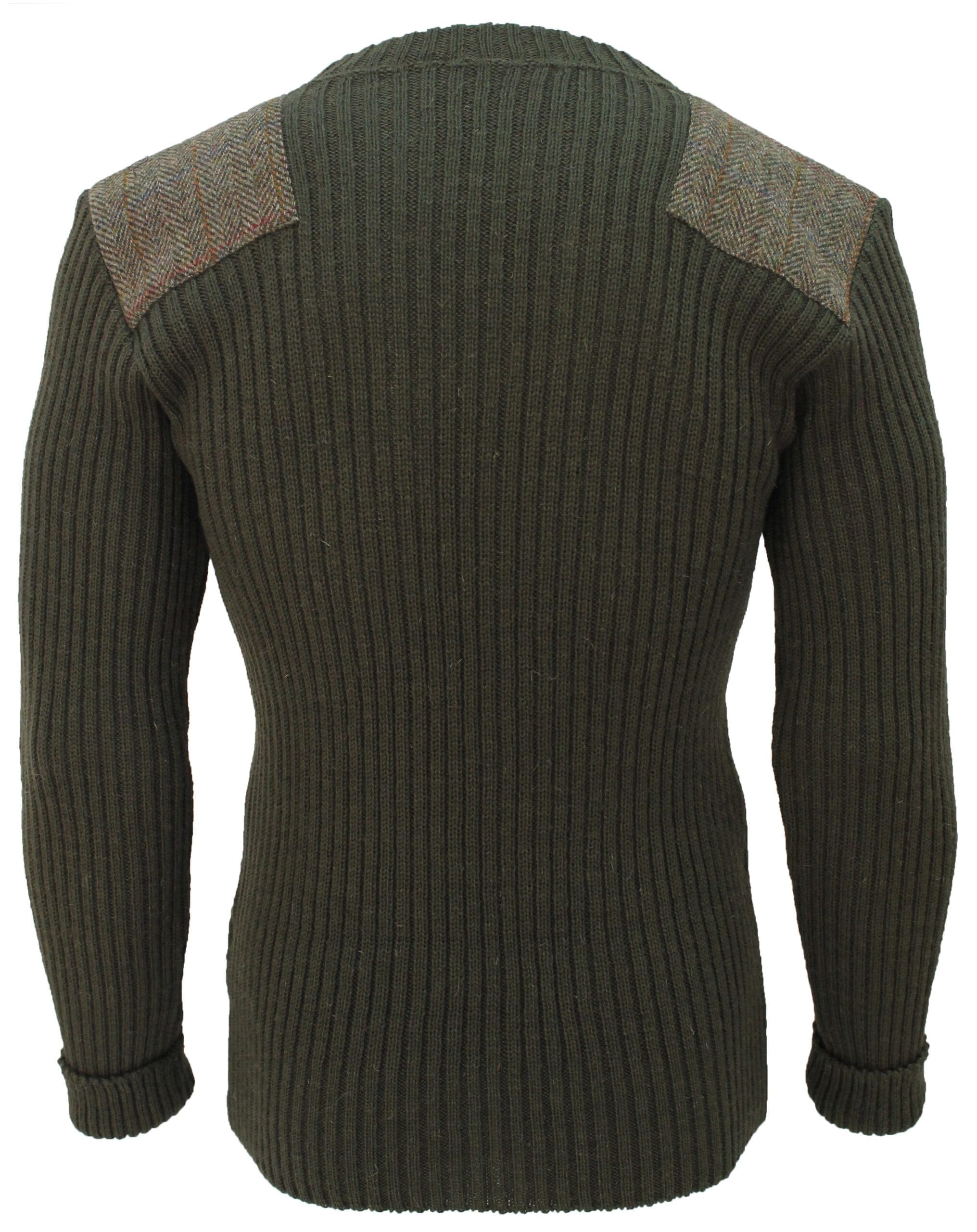 Forrester - Crew Neck Woolly Pully Sweater with Harris Tweed patches