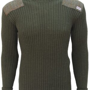 Forrester - Crew Neck Woolly Pully Sweater with Harris Tweed patches