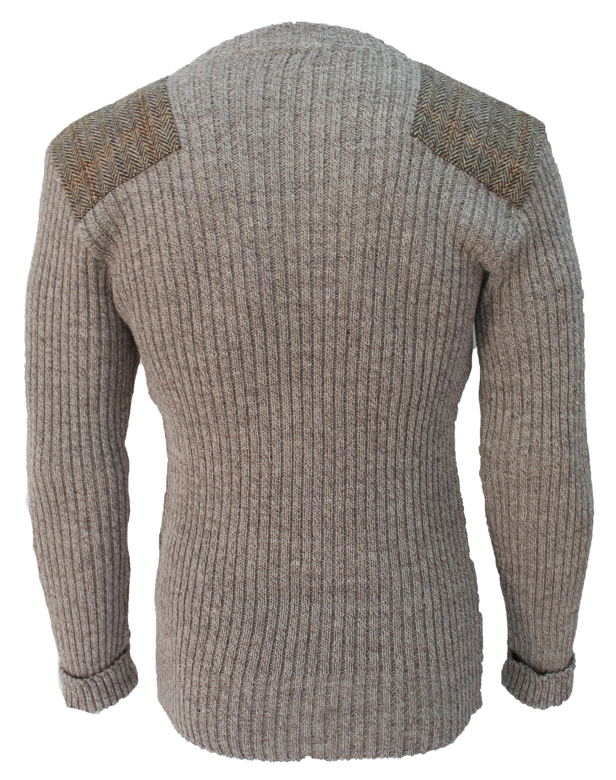 Forrester - Crew Neck Woolly Pully Sweater with Harris Tweed patches