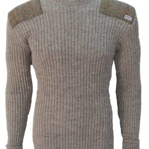 Forrester - Crew Neck Woolly Pully Sweater with Harris Tweed patches