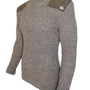 Forrester - Crew Neck Woolly Pully Sweater with Harris Tweed patches