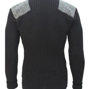 Forrester - Crew Neck Woolly Pully Sweater with Harris Tweed patches