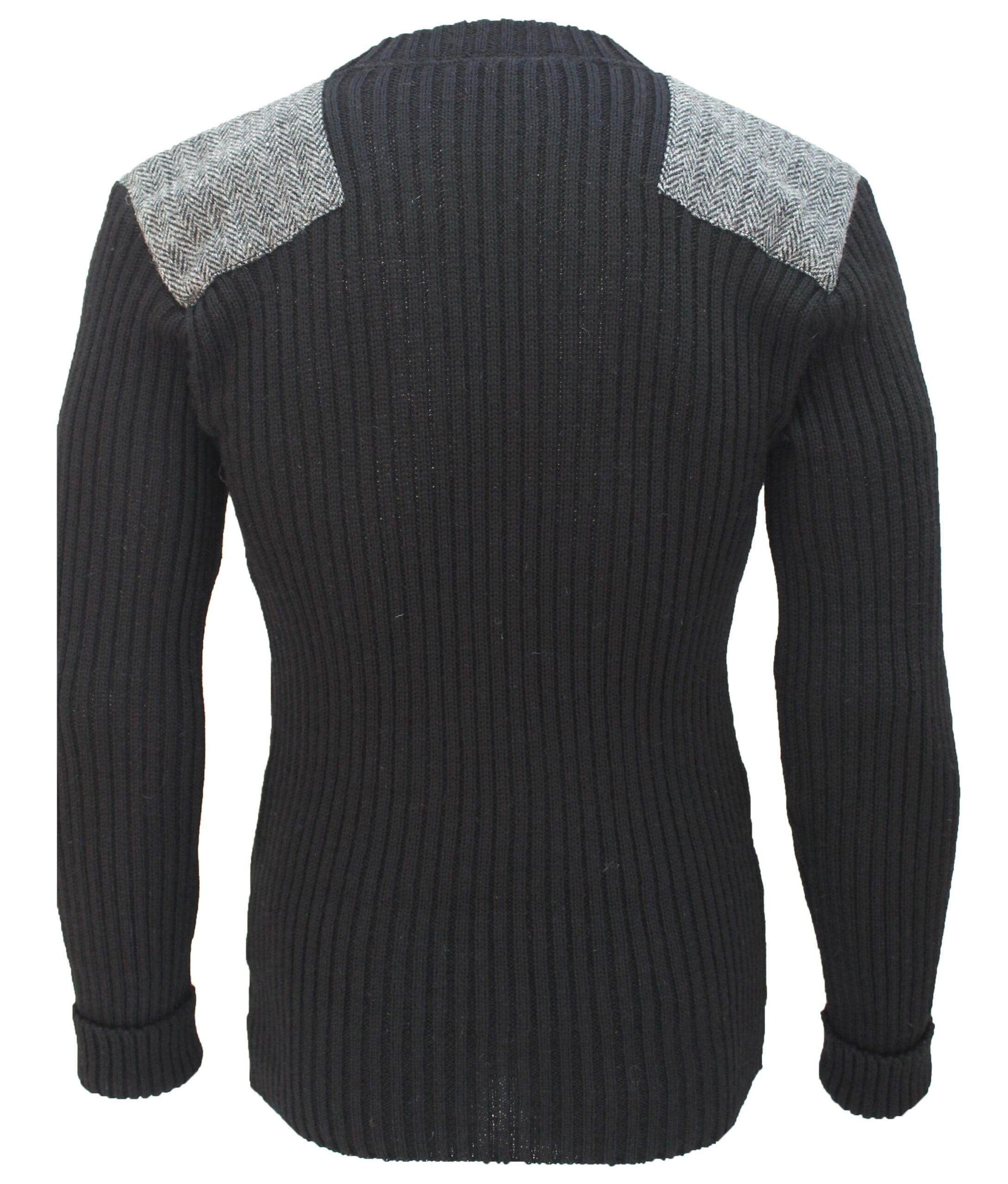 Forrester - Crew Neck Woolly Pully Sweater with Harris Tweed patches