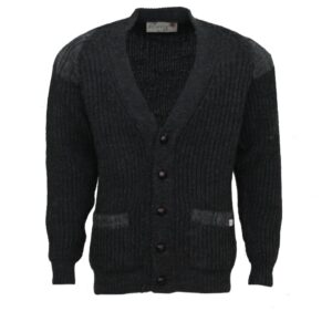 Laird - Chunky knit traditional cardigan with Harris Tweed patches Laird - Chunky knit traditional cardigan with Harris Tweed patches