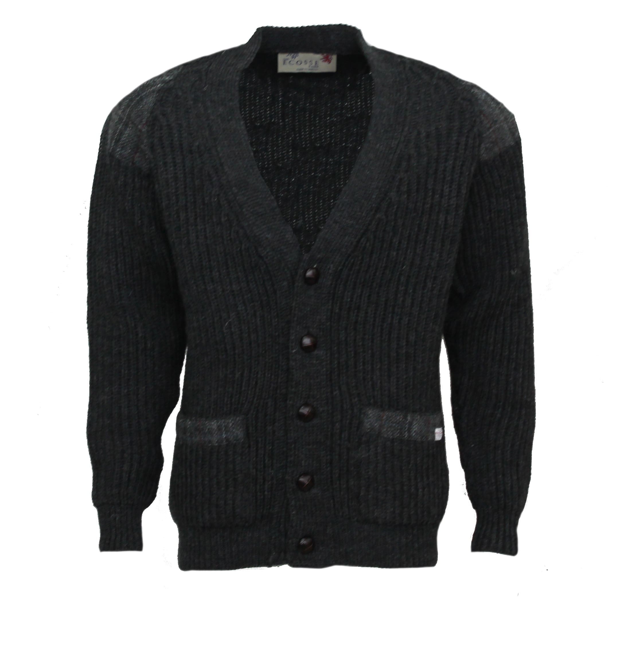 Laird - Chunky knit traditional cardigan with Harris Tweed patches Laird - Chunky knit traditional cardigan with Harris Tweed patches