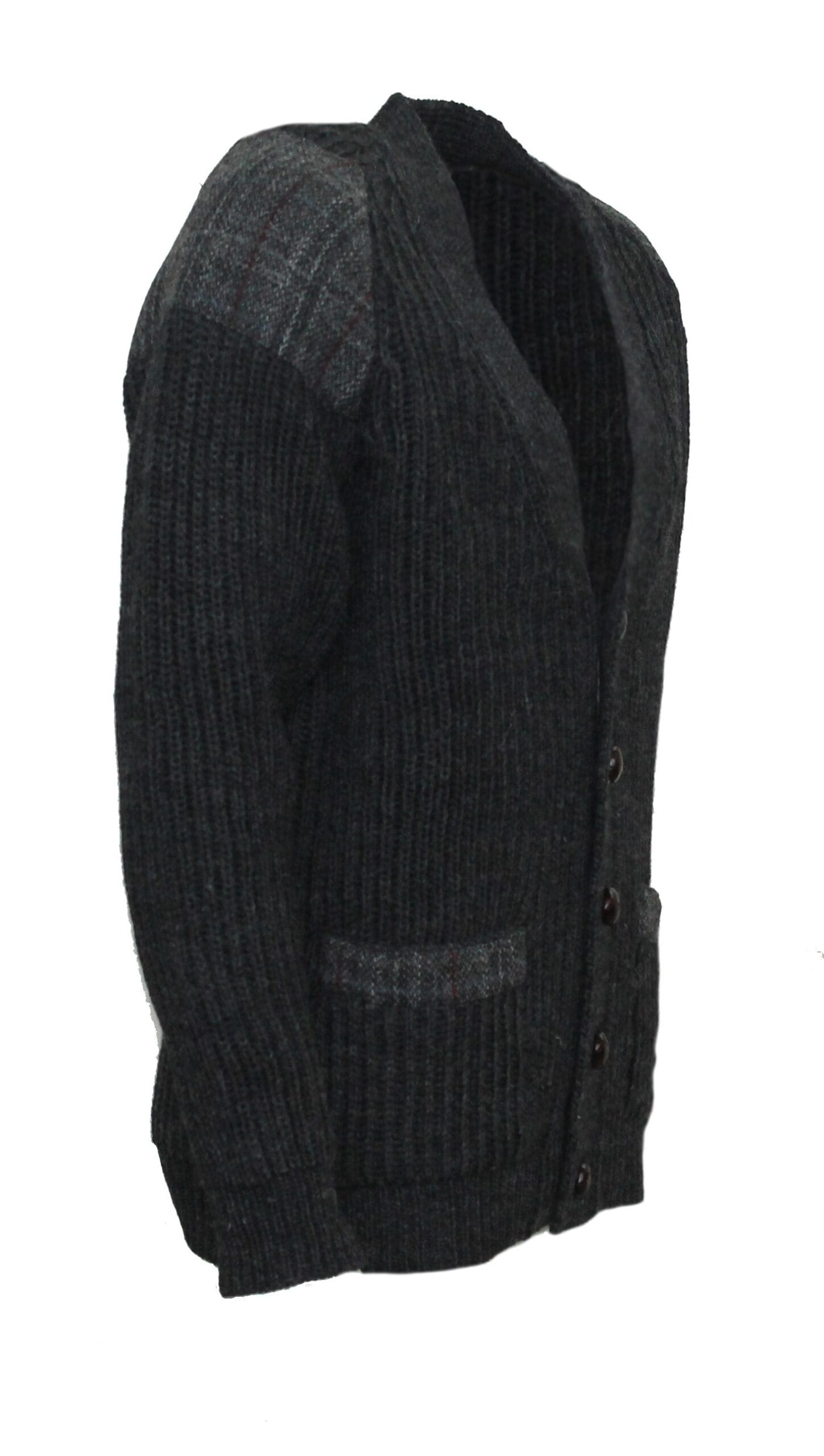 Laird - Chunky knit traditional cardigan with Harris Tweed patches Laird - Chunky knit traditional cardigan with Harris Tweed patches