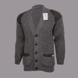 Laird - Chunky knit traditional cardigan with Harris Tweed patches Laird - Chunky knit traditional cardigan with Harris Tweed patches
