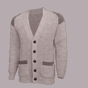 Laird - Chunky knit traditional cardigan with Harris Tweed patches Laird - Chunky knit traditional cardigan with Harris Tweed patches