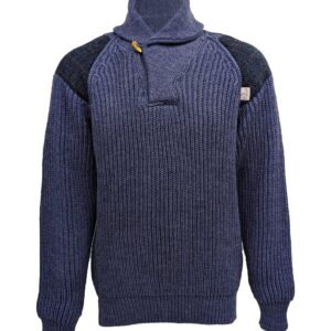 Byreman - Chunky knit Shawl Collar Sweater with Harris Tweed patches Byreman - Chunky knit Shawl Collar Sweater with Harris Tweed patches