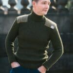 Ghillie - Roll Neck Woolly Pully Sweater with Harris Tweed patches