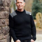 Forrester - Crew Neck Woolly Pully Sweater with Harris Tweed patches