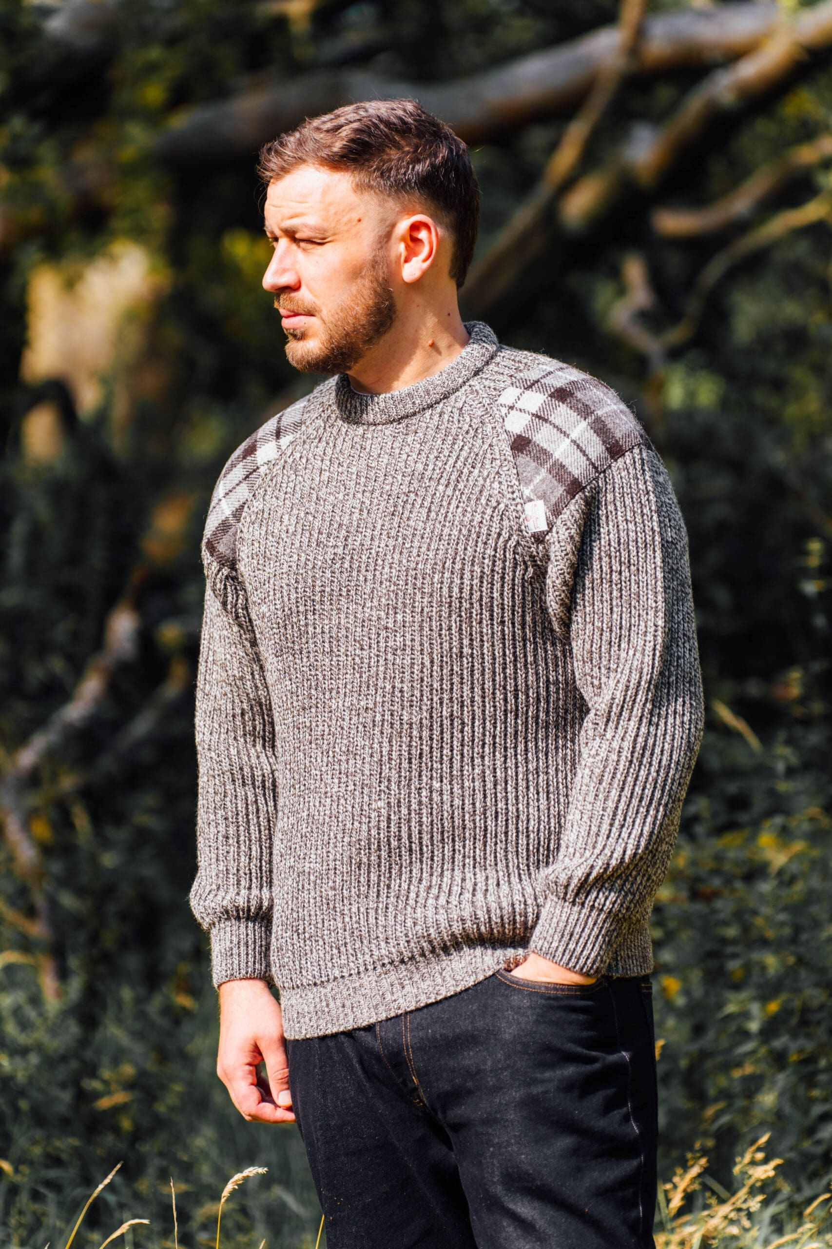2287-Gamekeeper-Chunky-crew-neck-sweater-with-Harris-Tweed-patches-scaled