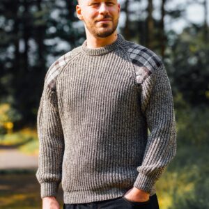 2289-Gamekeeper-Chunky-crew-neck-sweater-with-Harris-Tweed-patches-scaled