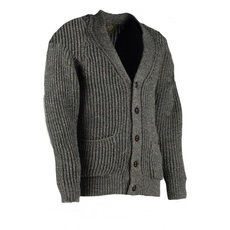 Classic British wool outdoor cardigan - suede patches & hip pockets Classic British wool outdoor cardigan - suede patches & hip pockets