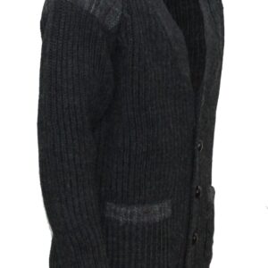 Laird - Chunky knit traditional cardigan with Harris Tweed patches