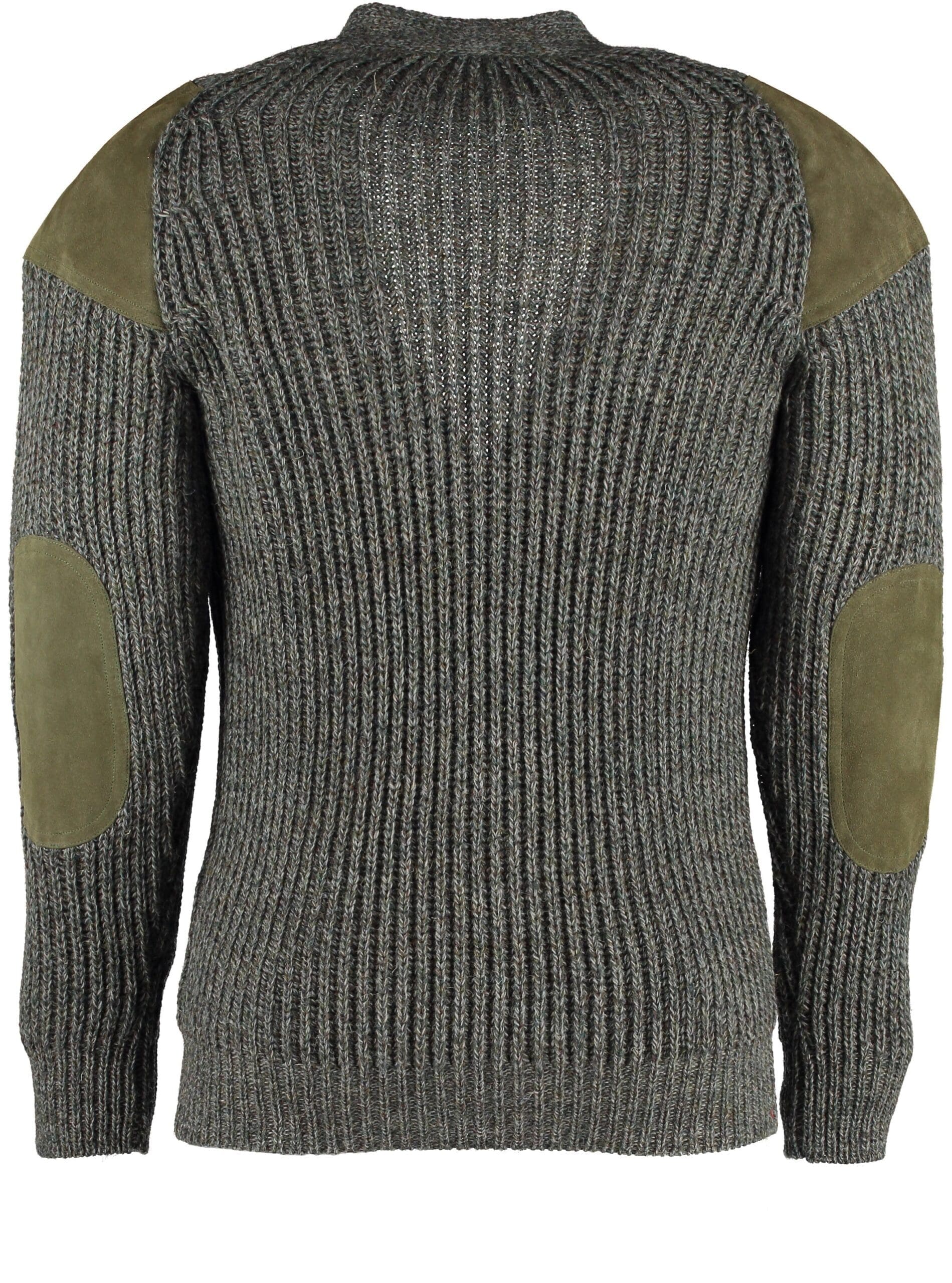 Classic British wool outdoor cardigan - suede patches & hip pockets