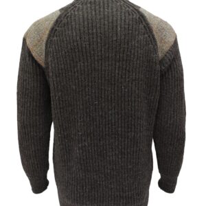 Gamekeeper- Chunky crew neck sweater with Harris Tweed patches