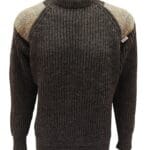 Gamekeeper- Chunky crew neck sweater with Harris Tweed patches