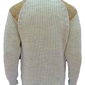 Gamekeeper- Chunky crew neck sweater with Harris Tweed patches