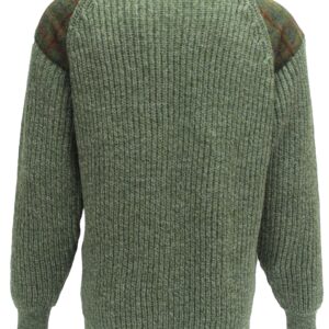 Gamekeeper- Chunky crew neck sweater with Harris Tweed patches