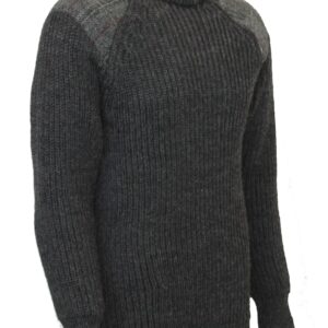 Gamekeeper- Chunky crew neck sweater with Harris Tweed patches
