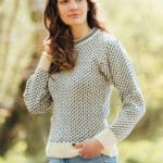 Dover Crew Neck Sweater In Ecru/Navy