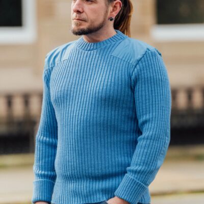 9024 - York Woolly Pully Crew Neck With Patches Sale Lines